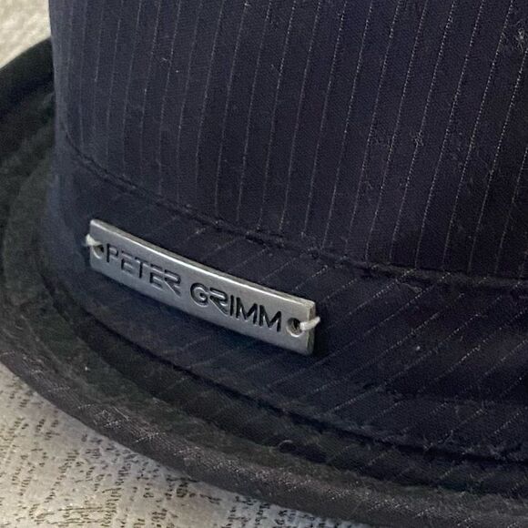 Peter Grimm Black Pin Stripes Fedora Hat Size Small-Medium. EUC! - Picture 6 of 7